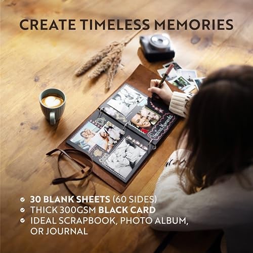 Moonster Leather Photo Album Scrap Book – Handcrafted Full Grain Buffalo Scrapbook & Photo Albums for Photos with – Handmade Photo Album Book - Album - Image 3