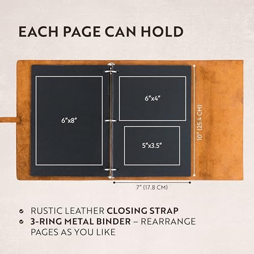 Moonster Leather Photo Album Scrap Book – Handcrafted Full Grain Buffalo Scrapbook & Photo Albums for Photos with – Handmade Photo Album Book - Album - Image 4