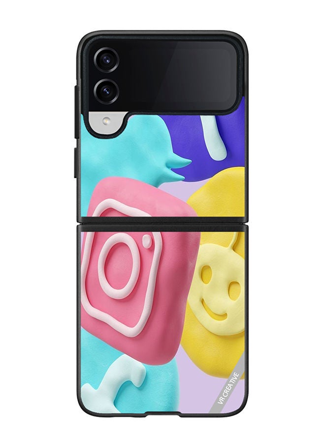 VR CREATIVE Protective Case Cover For Samsung Galaxy Z Flip4 Icon Design Multicolour - Image 1