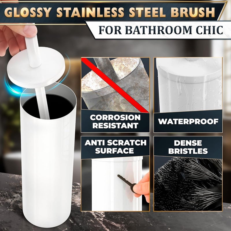مجموعة فرشاة المرحاض والحامل البيضاء - Image 3