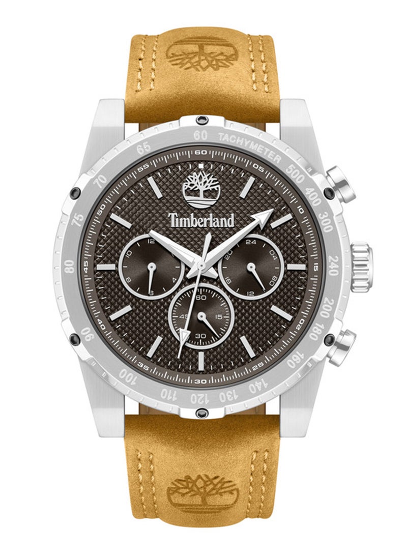 Timberland Men Stonington Brown Dial Leather Strap Multifunction Watch for Men, 45mm - Image 1