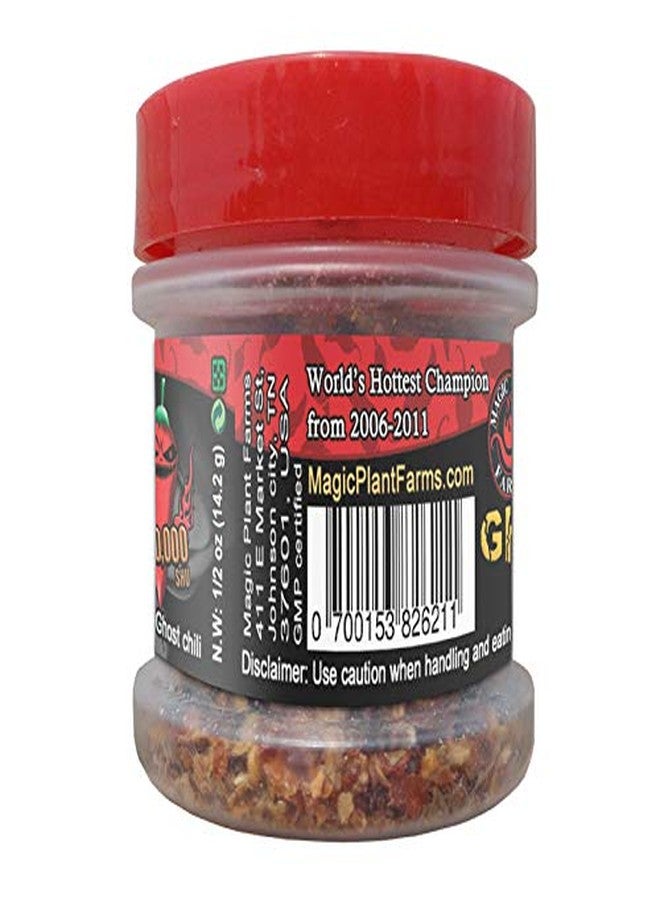 Magic Plant Dried Smoked Ghost Chili Flakes – Smoked Bhut Jolokia Ghost Pepper by Magic Plant - Very Hot Chili Pepper | 800,000 - 1,041,427 SHUs | Spicy Rich Smokey Fruity Flavor | Add to Any Dish or Drink 0.5 Shaker Jar - Image 2