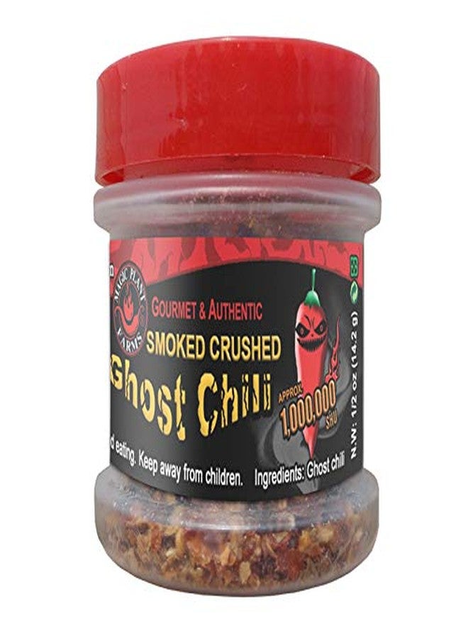 Magic Plant Dried Smoked Ghost Chili Flakes – Smoked Bhut Jolokia Ghost Pepper by Magic Plant - Very Hot Chili Pepper | 800,000 - 1,041,427 SHUs | Spicy Rich Smokey Fruity Flavor | Add to Any Dish or Drink 0.5 Shaker Jar - Image 1
