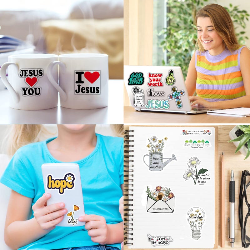 KASANYER 220Pcs Inspirational Christian Stickers, Bible Verse Faith Stickers, Religious Jesus Motivational Stickers for Christmas Water Bottles, Christian Easter Gifts for Kids Men and Women (220pcs) - Image 5