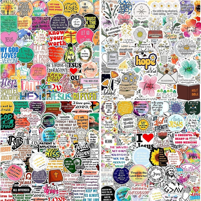 KASANYER 220Pcs Inspirational Christian Stickers, Bible Verse Faith Stickers, Religious Jesus Motivational Stickers for Christmas Water Bottles, Christian Easter Gifts for Kids Men and Women (220pcs) - Image 1