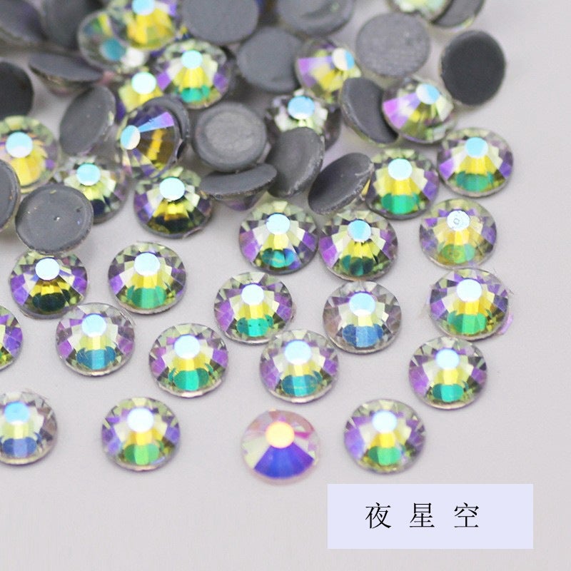Boutique imitation Olympic bottom AB color hot drilling rubber bottom glass Czech hot drilling rhinestone clothing accessories dance dress accessories 29 Night Star