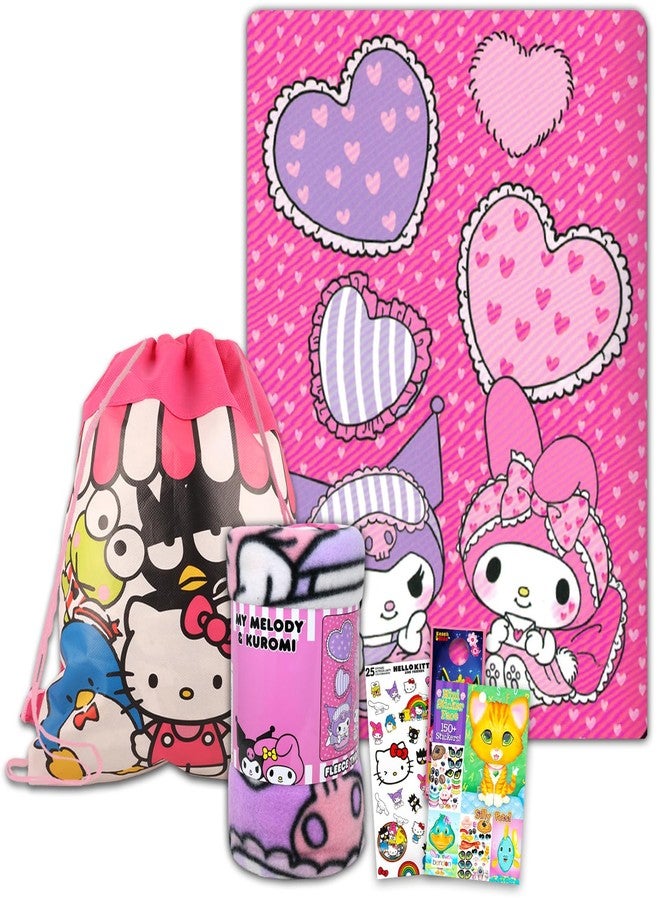 Hello Kitty Fleece Blanket Sleepover Set for Girls - Bundle with 45x60 Inch My Melody Throw Blanket, Hello Kitty and Friends Bag, Stickers and More | Hello Kitty Overnight Pack - Image 1