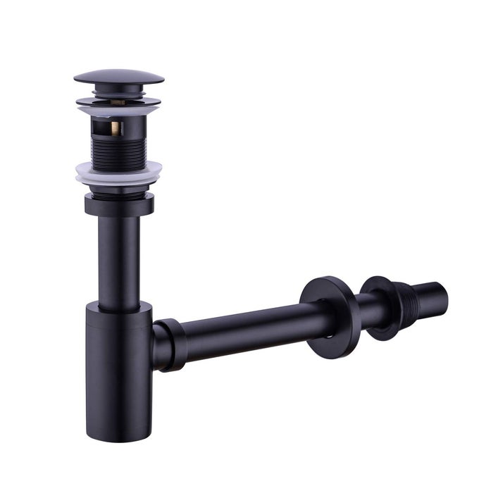 BATHROOM SINK STOPPER PTRAP COMPLETE SET ADJUSTABLE BOTTLE TRAP SOLID BRASS SINK DRAIN KIT TUBE AND POP UP DRAIN STOPPER SET WITH OVERFLOW MATTE BLACK