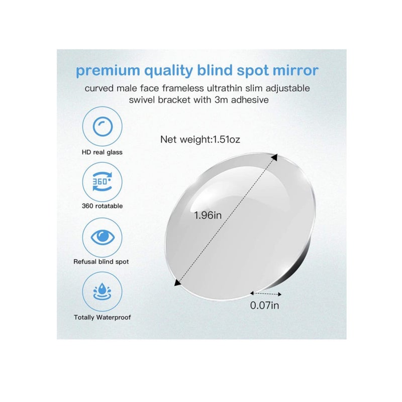 Zikra 2 PCS Blind Spot Mirror, 360 Degree Adjustabe Round HD Glass, 2" Round HD Glass Convex Rear View Mirror, for any Car, Van, Suv and Trucks - Image 3