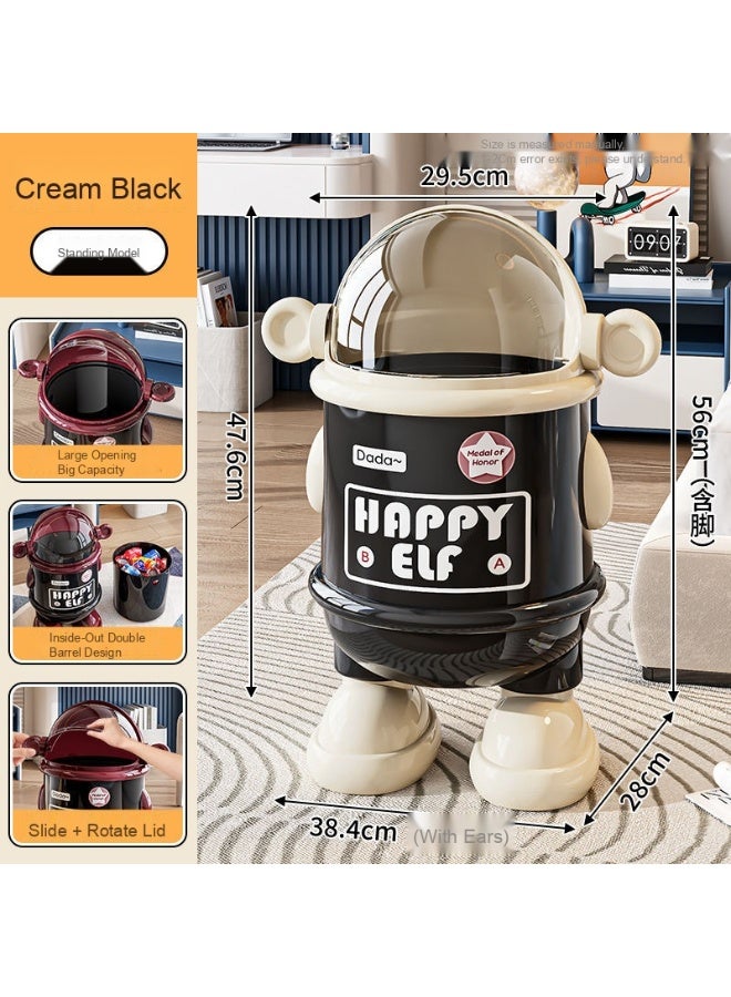 Astronaut Trash Can, Home Use, Living Room, Luxury Flip Lid, 2025 High-Quality Creative, Large Capacity, Covered Waste Bin for Bedroom