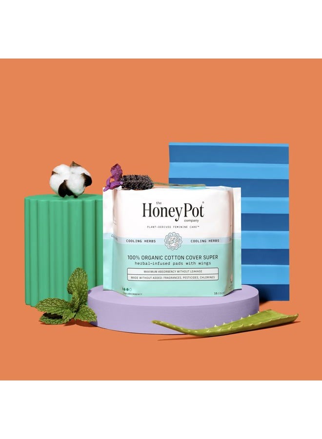 the Honey Pot company Herbal Pads for Women - Super w/Wings - Infused w/Essential Oils for Cooling Effect, Organic Cotton Cover, & Ultra-Absorbent Pulp Core - Feminine Care - FSA & HSA - 16 ct - Image 5