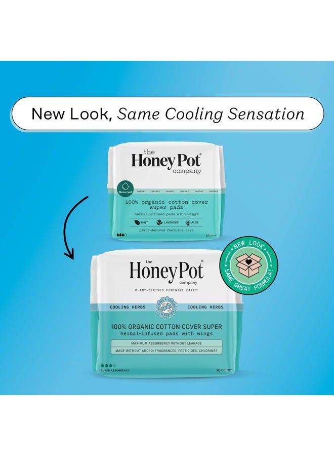 the Honey Pot company Herbal Pads for Women - Super w/Wings - Infused w/Essential Oils for Cooling Effect, Organic Cotton Cover, & Ultra-Absorbent Pulp Core - Feminine Care - FSA & HSA - 16 ct - Image 2