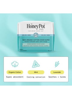 the Honey Pot company Herbal Pads for Women - Super w/Wings - Infused w/Essential Oils for Cooling Effect, Organic Cotton Cover, & Ultra-Absorbent Pulp Core - Feminine Care - FSA & HSA - 16 ct  - Image 3