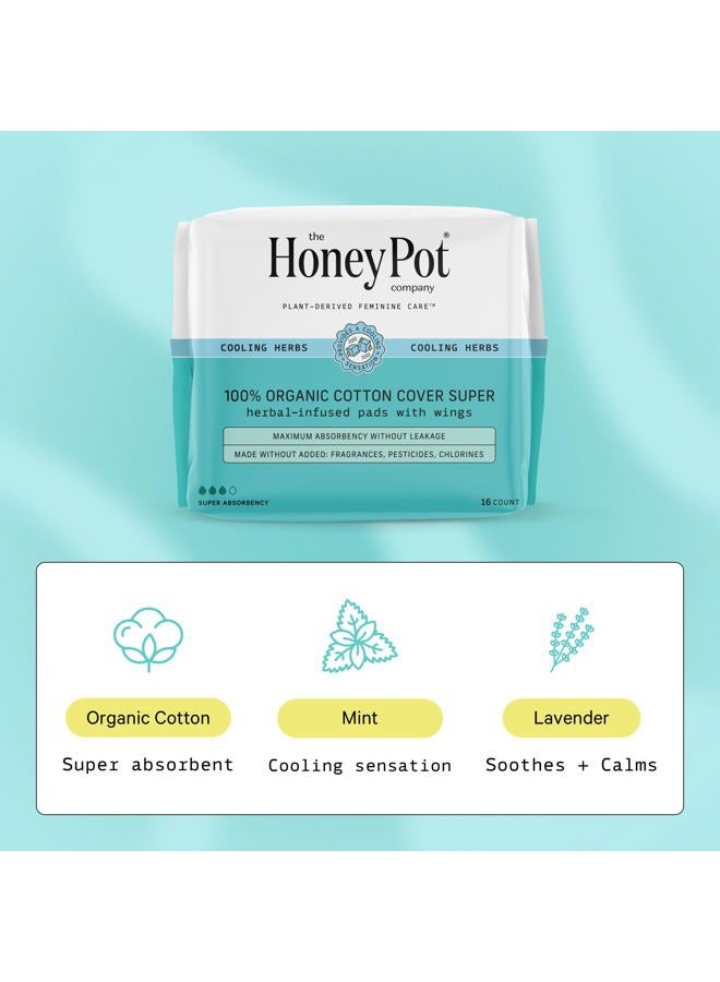 the Honey Pot company Herbal Pads for Women - Super w/Wings - Infused w/Essential Oils for Cooling Effect, Organic Cotton Cover, & Ultra-Absorbent Pulp Core - Feminine Care - FSA & HSA - 16 ct - Image 3
