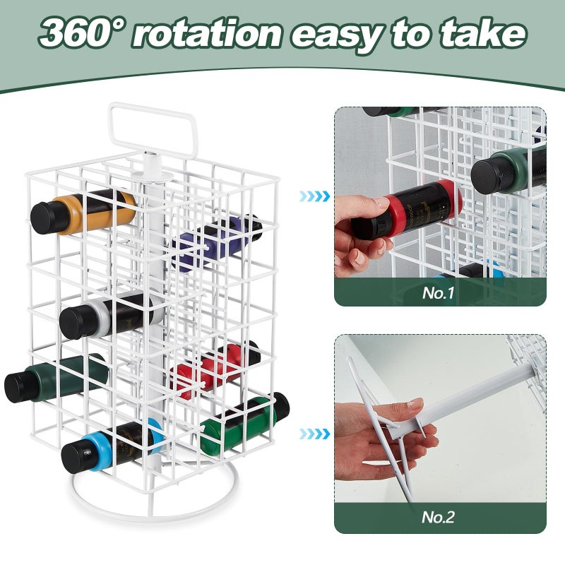 Yaocom 2 Pcs Spinning Paint Organizer Rack 360 Degree Rotating 6 Tier Paint Storage Tower Holder Stand Holds up to 48 (2 oz) Bottles for Art Acrylic, White - Image 4