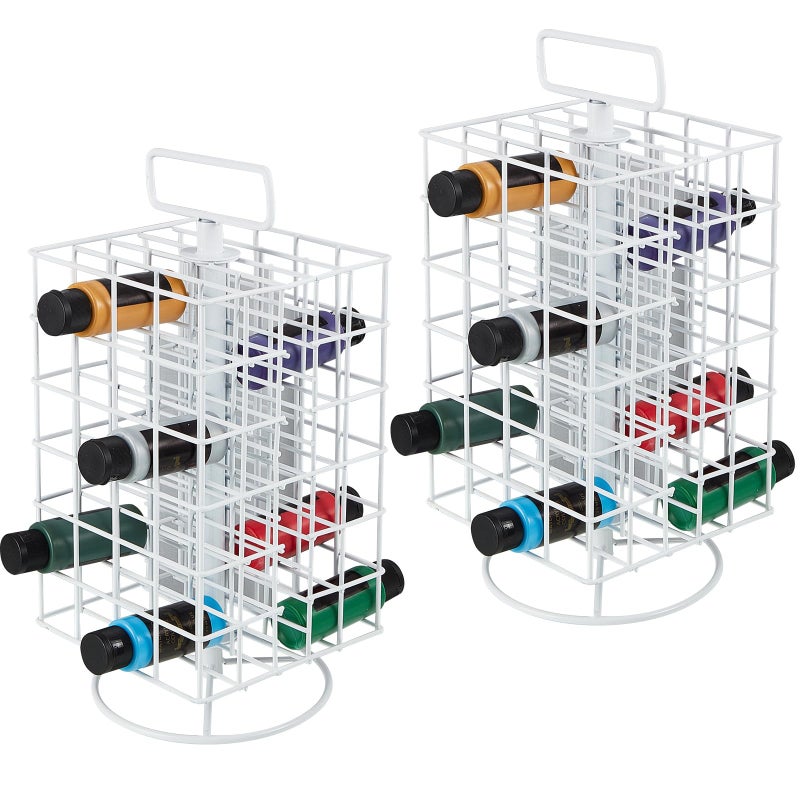 Yaocom 2 Pcs Spinning Paint Organizer Rack 360 Degree Rotating 6 Tier Paint Storage Tower Holder Stand Holds up to 48 (2 oz) Bottles for Art Acrylic, White - Image 1