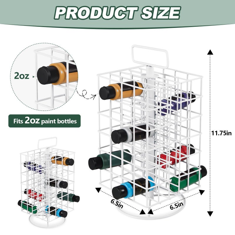 Yaocom 2 Pcs Spinning Paint Organizer Rack 360 Degree Rotating 6 Tier Paint Storage Tower Holder Stand Holds up to 48 (2 oz) Bottles for Art Acrylic, White - Image 3