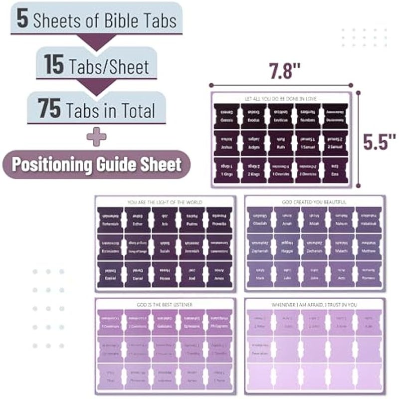 Mr. Pen- Bible Tabs, 75 Tabs, Ethereal Amethyst, Laminated Bible Tabs for Women and Men, Bible Tabs for Study Bible, Bible Index Tabs, Bible Book Tabs, Bible Labels Tabs, Mr Pen Bible Tabs - Image 2