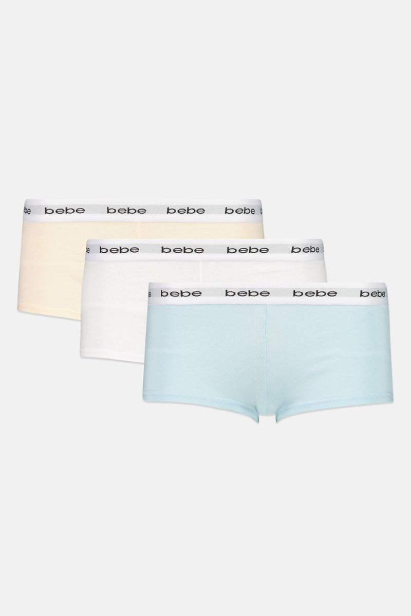 bebe Women 3 Pieces Brand Logo Boyshorts, Multicolor - Image 1
