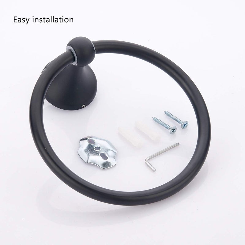 BGL Wall Mounted Classical Design Round Towel Ring for Bathroom (Black) - Image 5