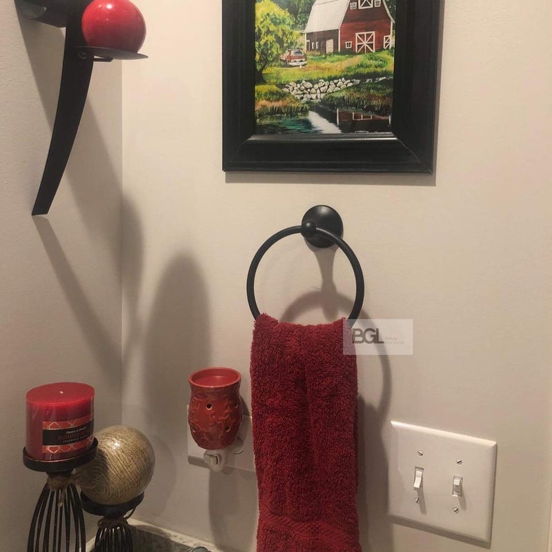 BGL Wall Mounted Classical Design Round Towel Ring for Bathroom (Black) - Image 2