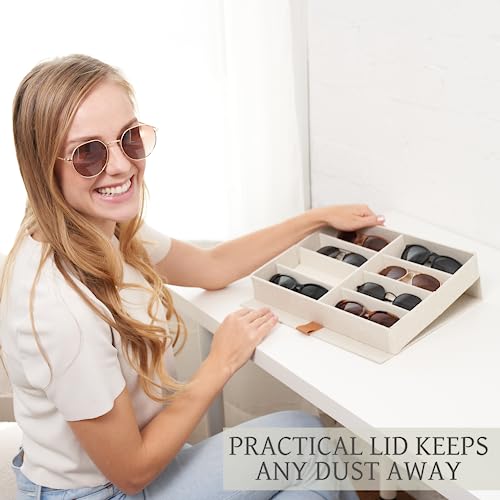 ZICOTO Beautiful Sunglass Storage Organizer For 8 Pairs - A Stylish Linen Case Protects and Displays All Your Glasses - The Perfect Storage Organizer To Hold Multiple Glasses Safe and Dust Free - Image 4