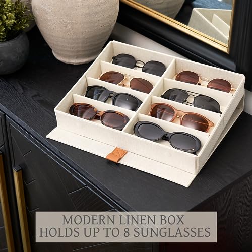 ZICOTO Beautiful Sunglass Storage Organizer For 8 Pairs - A Stylish Linen Case Protects and Displays All Your Glasses - The Perfect Storage Organizer To Hold Multiple Glasses Safe and Dust Free - Image 2