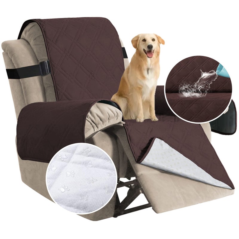 H.VERSAILTEX HVERSAILTEX 100 Waterproof Recliner Chair Cover Non Slip Recliner Covers for Large Recliner Washable Recliner Chair Slipcovers Furniture Protector for Kids PetsOversized Recliner Brown