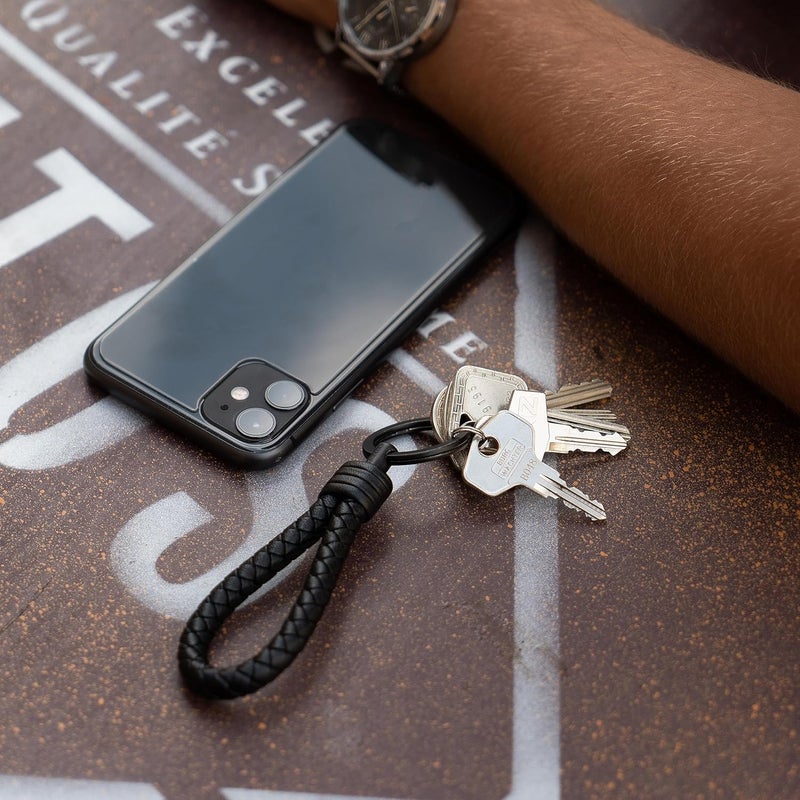 SERASAR Keychain Leather with Stainless Steel Keyring - Additional Rings for small Keys - Ideal for Car, Motorcycle, Bike and House - With Gift Box for Men & Women - Image 5