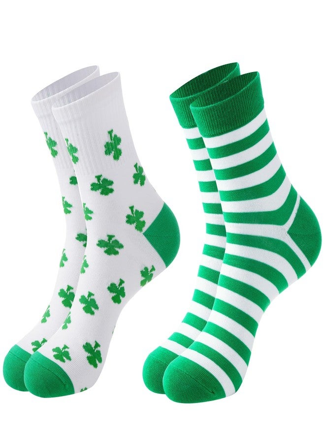 baotongle 2 Pairs Shamrock Socks for Men Cotton Quarter St Patricks Day Socks - Image 1