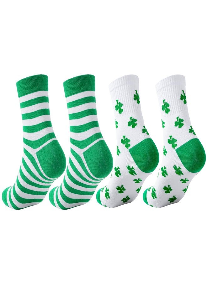 baotongle 2 Pairs Shamrock Socks for Men Cotton Quarter St Patricks Day Socks - Image 3