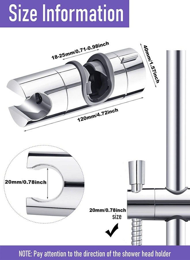 Adjustable Shower Head Holder for Slide Bar, Universal 0.71-0.98inch (18-25mm ) Rail Head Shower Bracket for Slide Bar Slider Clamp Bathroom Replacement - Image 2