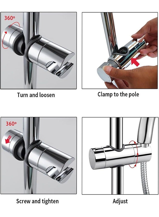 Adjustable Shower Head Holder for Slide Bar, Universal 0.71-0.98inch (18-25mm ) Rail Head Shower Bracket for Slide Bar Slider Clamp Bathroom Replacement - Image 3