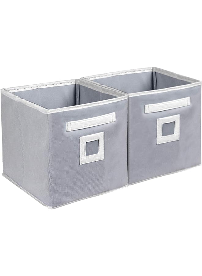 Kuber Industries Industries Non Woven 2 Pieces Fabric Foldable Storage Cube ToyBooksShoes Storage Box With HandleExtra Large (Grey)-Kubmart2121 - Image 1