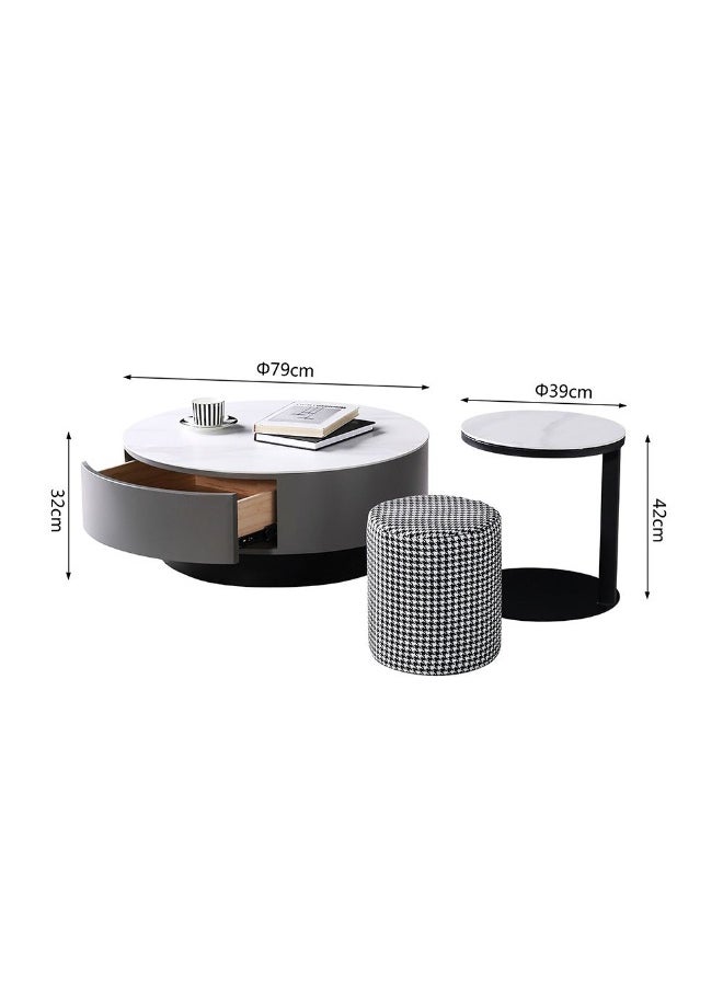 Velarion Set Of 2 Round Coffee Table With Stool Multifunctional Table Space Saving Center Table Modern Design Furniture For Home Living Room - White/Grey - pzsku/Z50EADBC643B6595FAA56Z/45/_/1731934191/f70dee6b-c3fd-4e27-9600-de420294353c