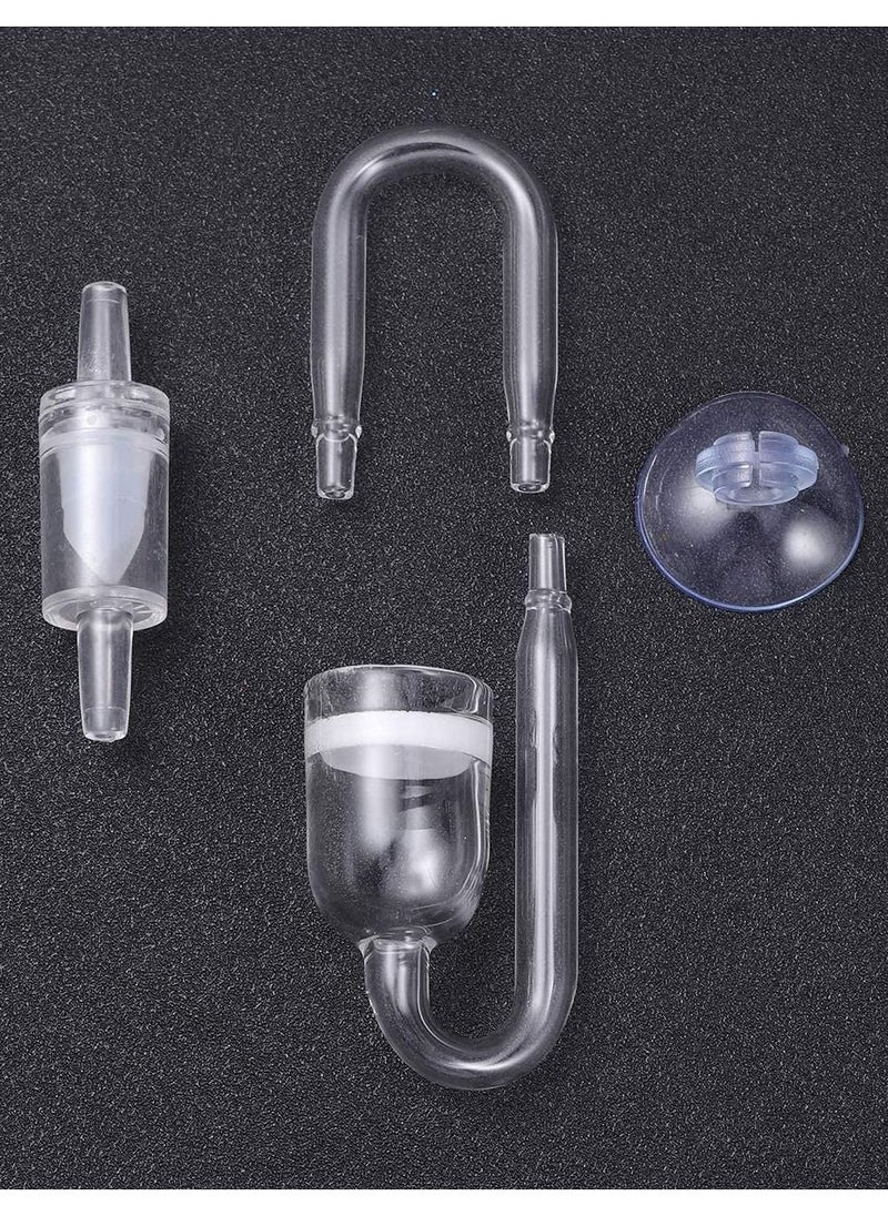 SYOSI - Aquarium Fish Tank, Co2 Diffuser Carbon Dioxide Reactor With Check Valve U-Shape Glass Pipe Sucker Integrated Bubble Counter Acrylic Glass Extremely Fine Pearl A Set Of 4 Psc - Image 1