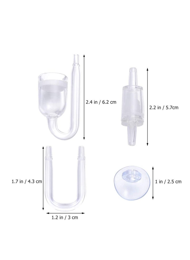 SYOSI - Aquarium Fish Tank, Co2 Diffuser Carbon Dioxide Reactor With Check Valve U-Shape Glass Pipe Sucker Integrated Bubble Counter Acrylic Glass Extremely Fine Pearl A Set Of 4 Psc - Image 1