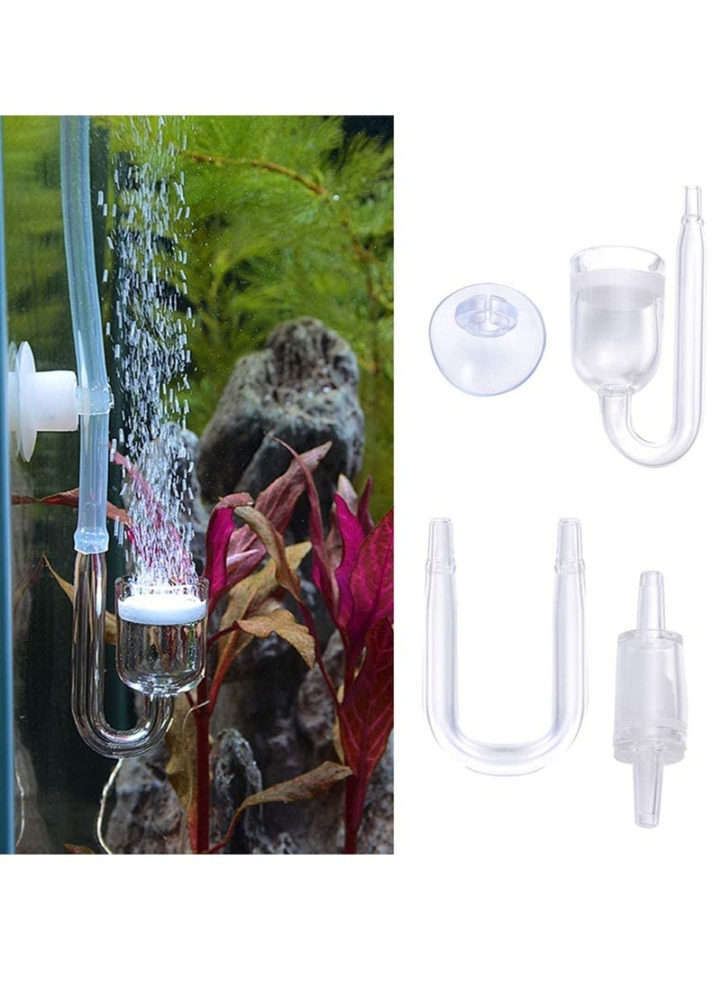 SYOSI - Aquarium Fish Tank, Co2 Diffuser Carbon Dioxide Reactor With Check Valve U-Shape Glass Pipe Sucker Integrated Bubble Counter Acrylic Glass Extremely Fine Pearl A Set Of 4 Psc - Image 1