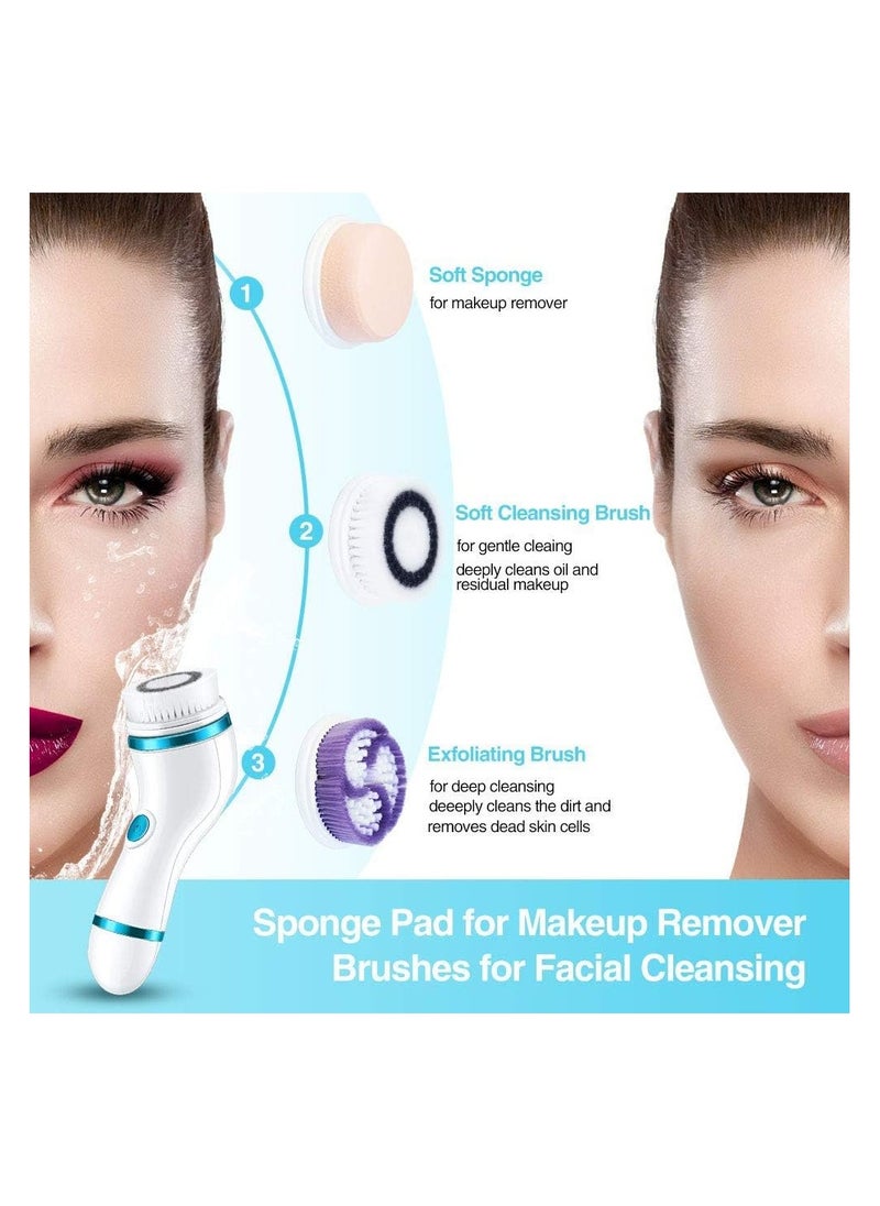 Cnaier 4 in 1 Facial Cleansing Brush - Rechargeable Facial Brush Set - IPX65 Waterproof Electric Facial Cleanser for Deep Cleansing, Exfoliation, Blackhead Removal  - Image 3