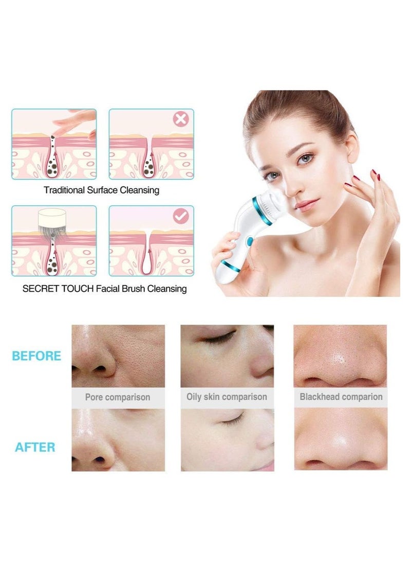 Cnaier 4 in 1 Facial Cleansing Brush - Rechargeable Facial Brush Set - IPX65 Waterproof Electric Facial Cleanser for Deep Cleansing, Exfoliation, Blackhead Removal  - Image 4