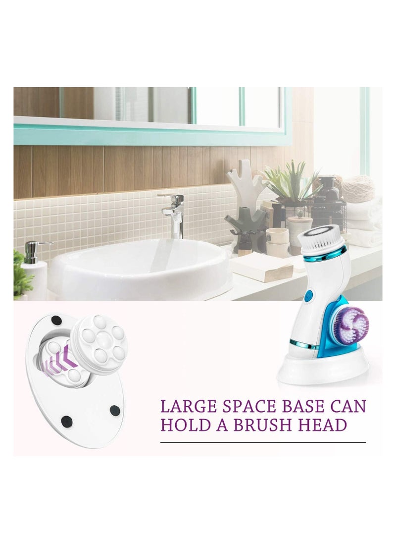 4 in 1 Facial Cleansing Brush - Rechargeable Facial Brush Set - IPX65 Waterproof Electric Facial Cleanser for Deep Cleansing, Exfoliation, Blackhead Removal