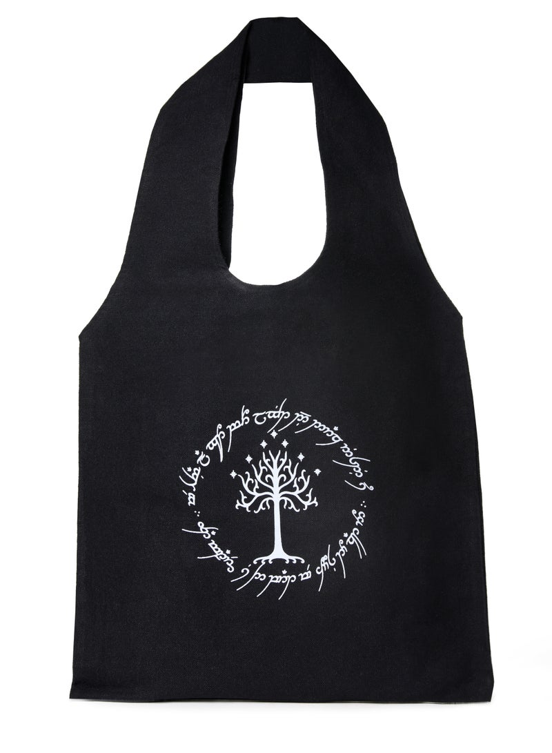 Tote Bag Black Canvas Cotton Oval Hand /35*40cm  - Image 1
