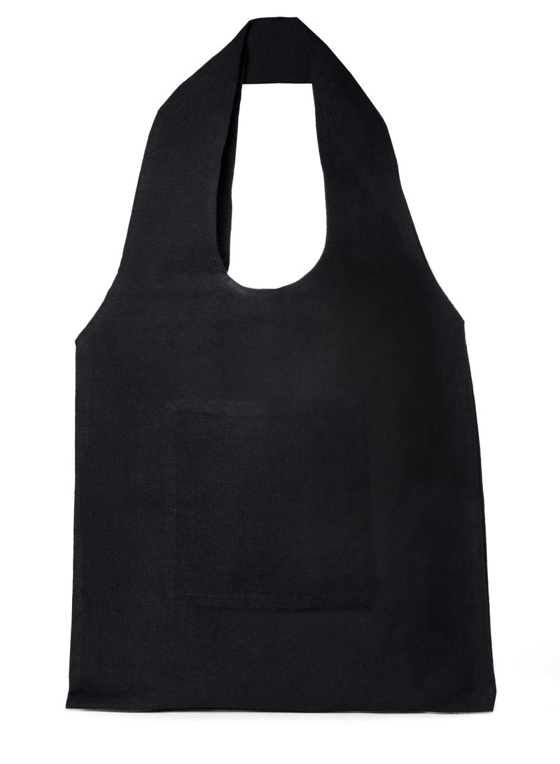 Tote Bag Black Canvas Cotton Oval Hand /35*40cm  - Image 2