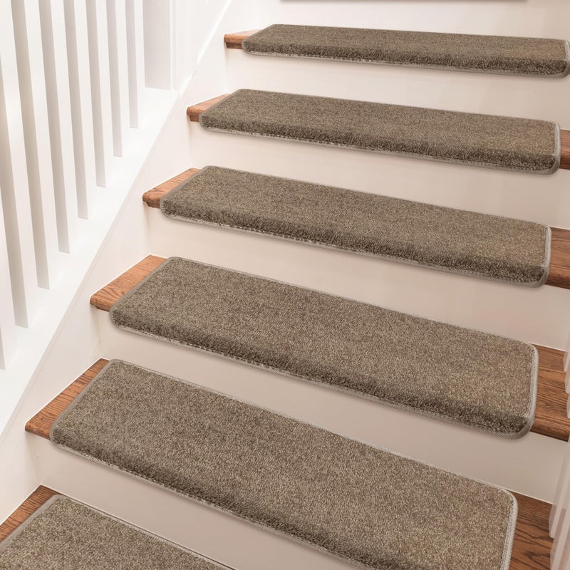 PURE ERA Bullnose Carpet Stair Treads Set Tape Free Non-Slip Indoor Stair Protectors Pet Friendly Rugs Covers Soft Skid Resistant Washable Reusable 9.5" x 30"(14 Pieces, Camel Brown) - Image 5