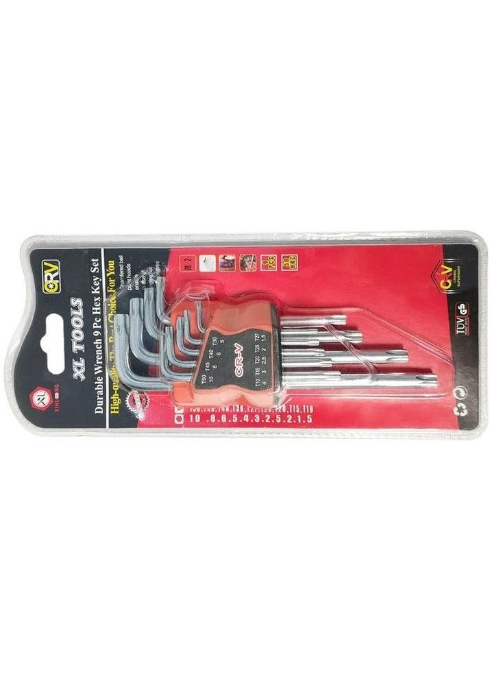 9 Pcs Hex Key Set Durable Wrench Hex Keys Set Chromium-Vanadium Allen Key Set