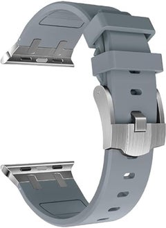 Compatible with Apple Watch Band 49mm 45mm 44mm 42mm Men Women, New Design Soft Silicone Replacement Strap for iWatch Series 8/7/6/5/4/3/2/1/SE/Ultra (Grey)