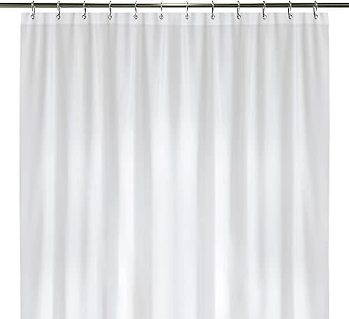LiBa Waterproof Plastic Shower Curtain - Bathroom Shower Curtain Premium PEVA Non-Toxic with Rust Proof Grommets White 8G Heavy Duty Bathroom Accessories 72x72 - White - Image 1