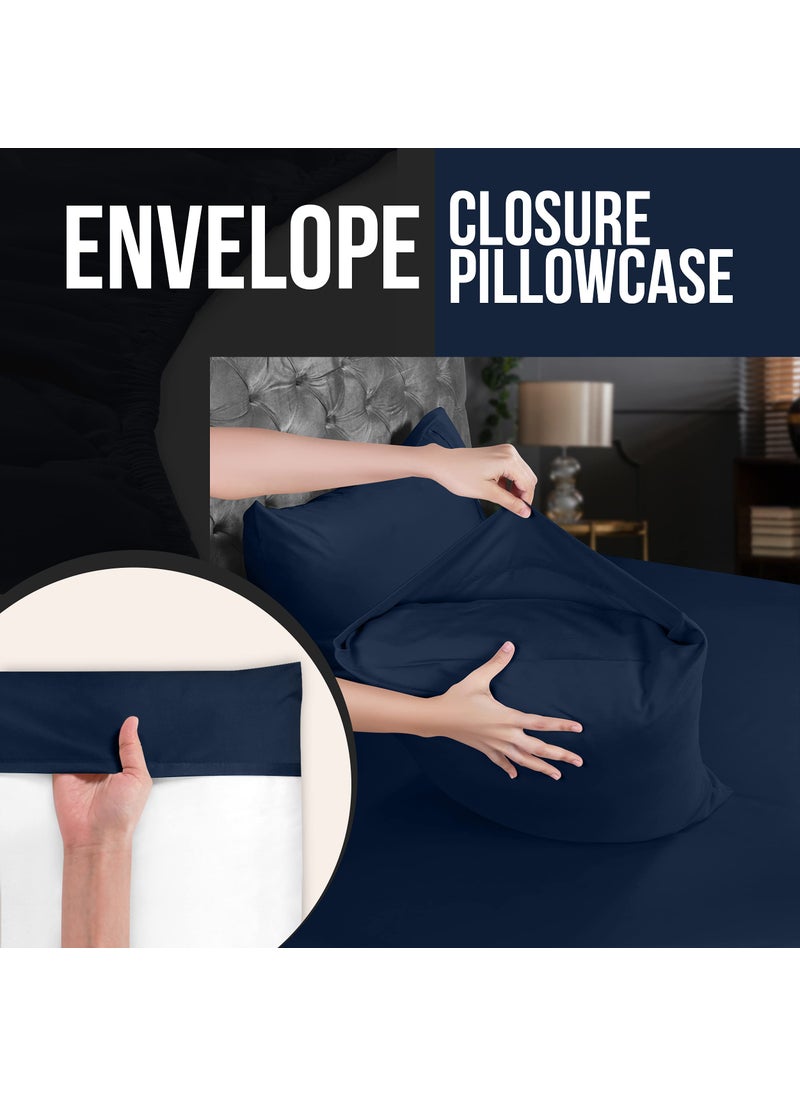 Utopia Bedding Utopia Bedding Standard Pillow Cases - 4 Pack - Envelope Closure - Soft Brushed Microfiber Fabric - Shrinkage and Fade Resistant Pillow Covers Standard Size 20 X 26 Inches (Standard  Navy)  - Image 4
