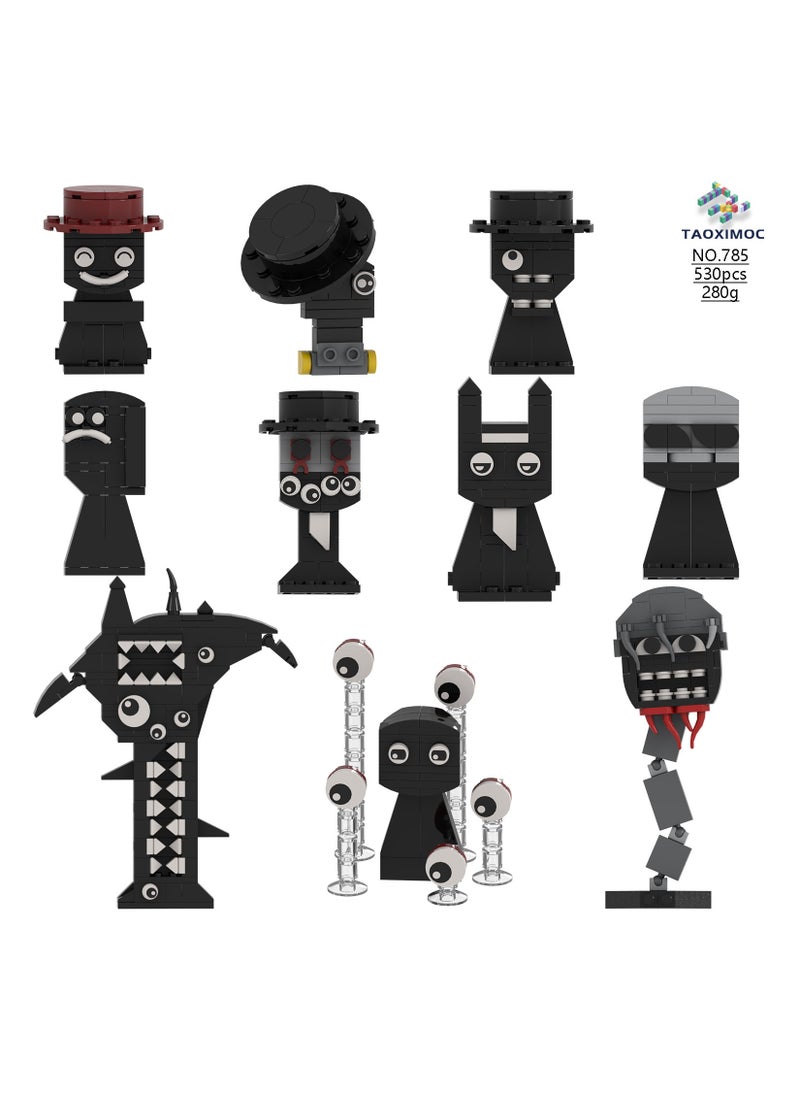xozgdovg - Rhythm box hand building blocks game peripheral monster Momohi MOC blocks black rhythm box 10-piece set - Image 1