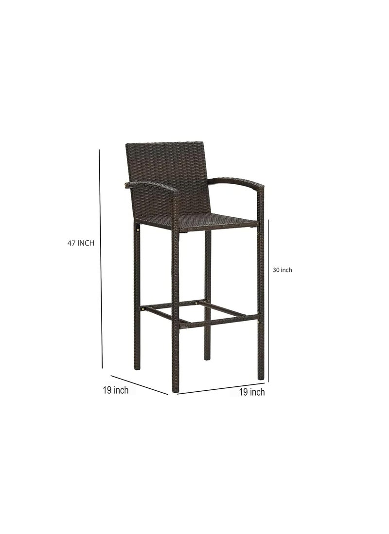 BRISHI BRISHI Outdoor Bar Set Garden Patio Bar Set 12 2 Chairs and Table Set Balcony Bar Table with Stool Set Dark Brown  - Image 5